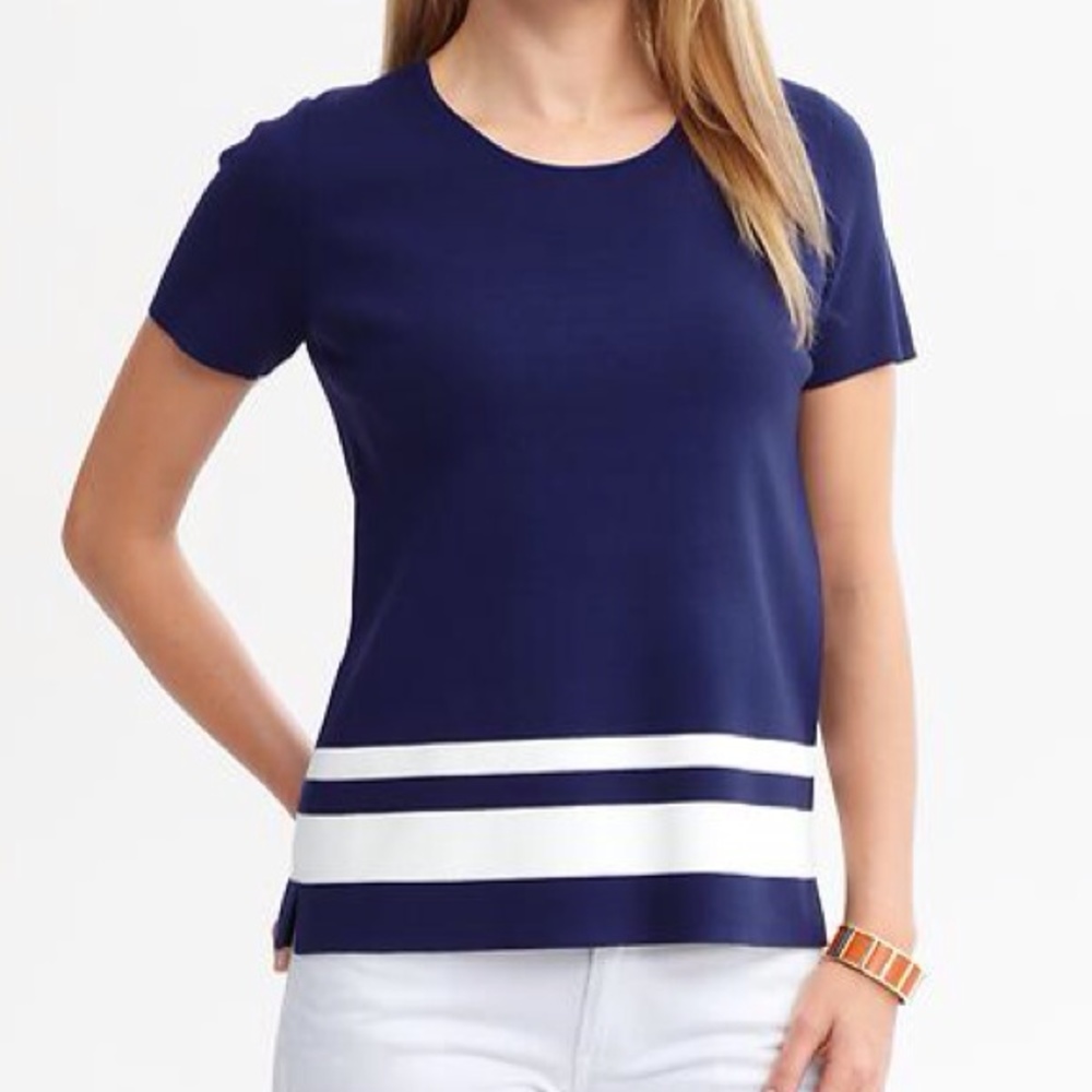 Stripe heavy knit short sleeve